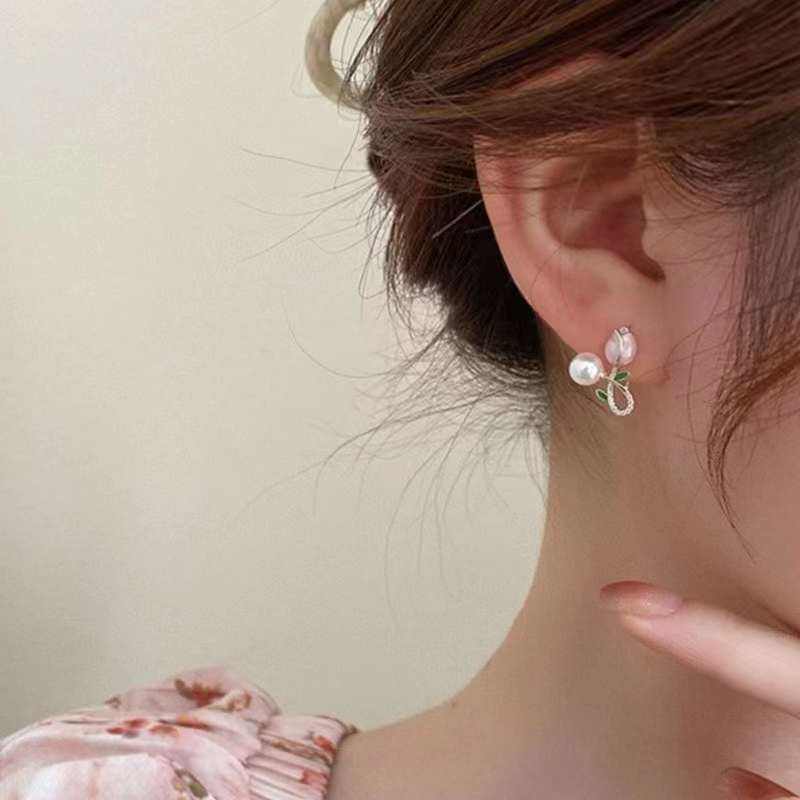 Astria Jewellery Gold Plated Floral Pearl Stud Earrings for Women