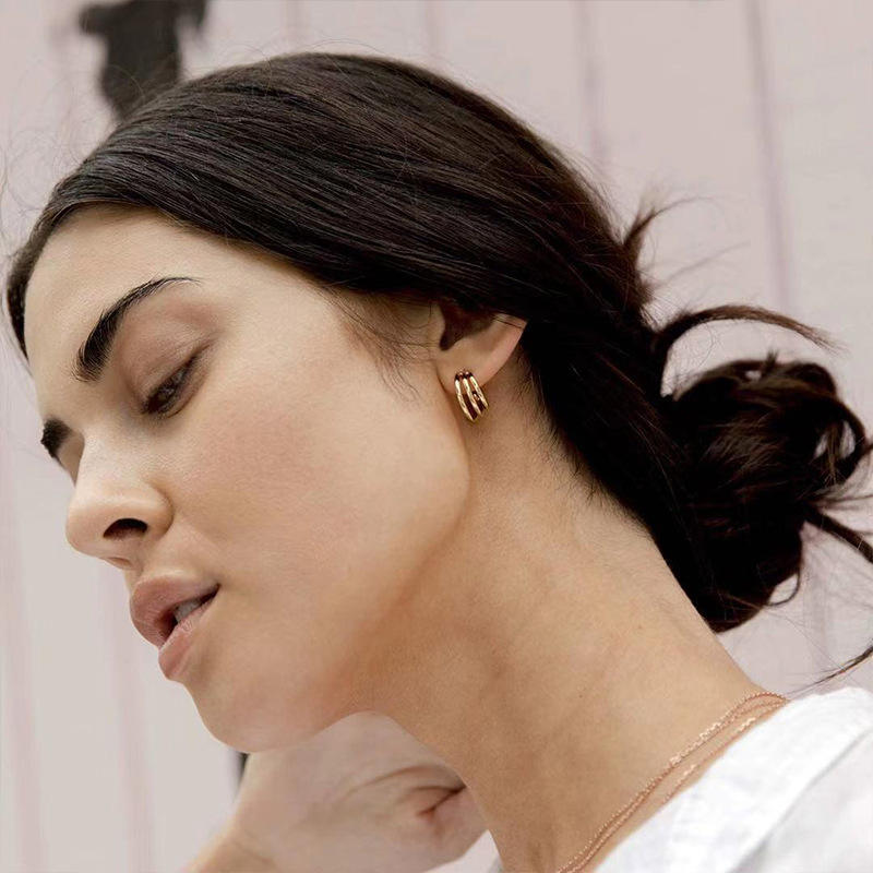 Gold Plated Multi-Layer Hoop Earrings