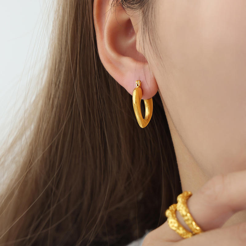 Gold Plated Heart Hoop Earrings