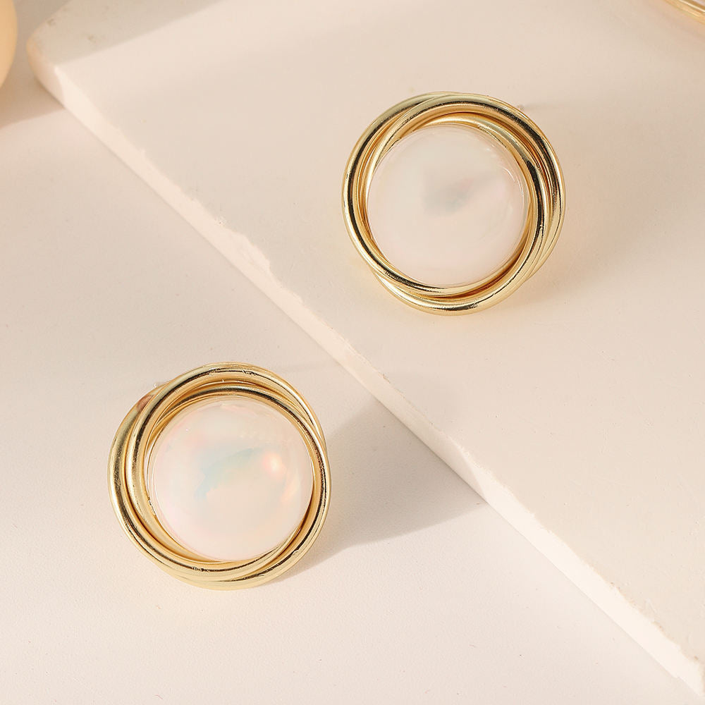 Gold Plated Round Stud Earrings