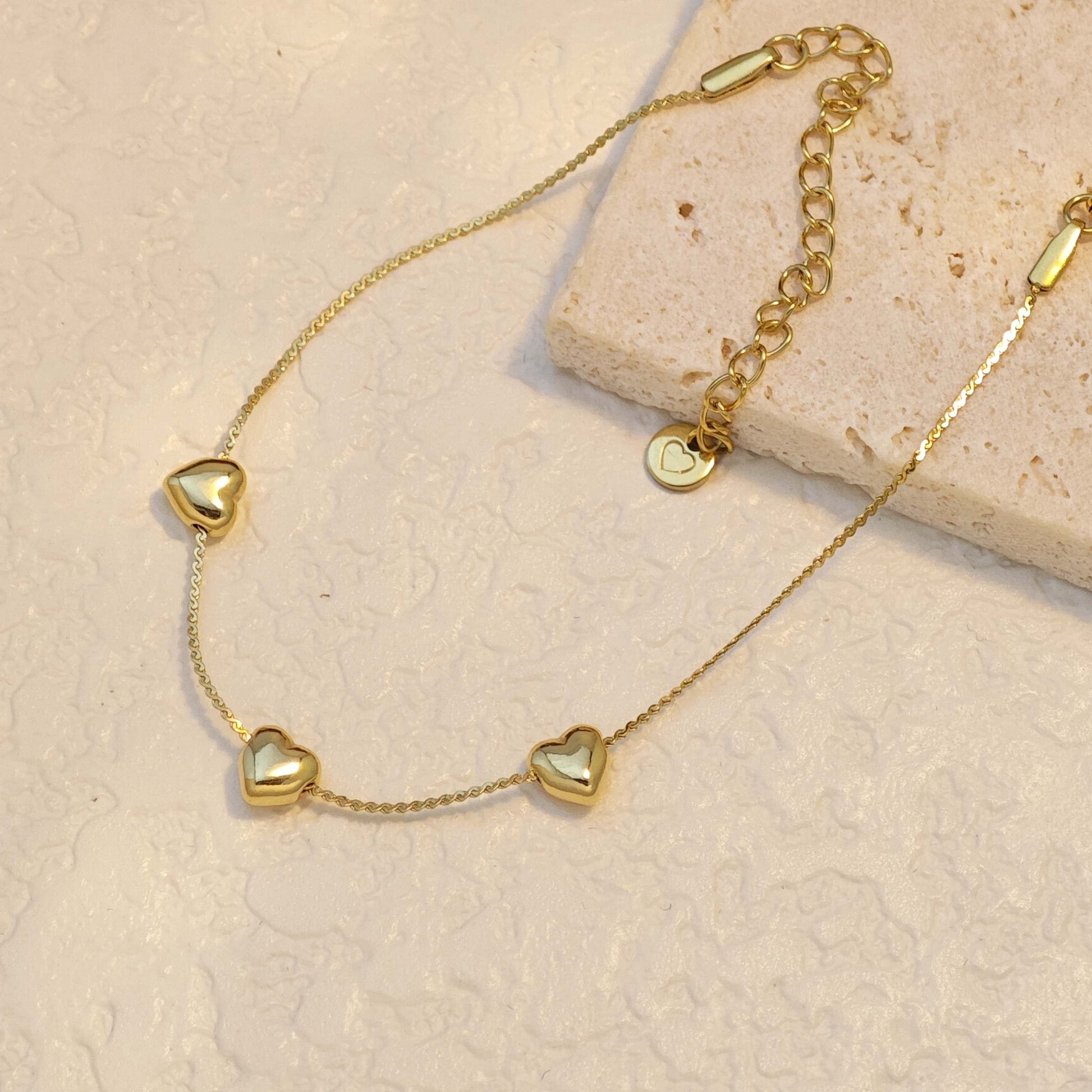 Celeste Heart Gold Anklet Astria Jewellery