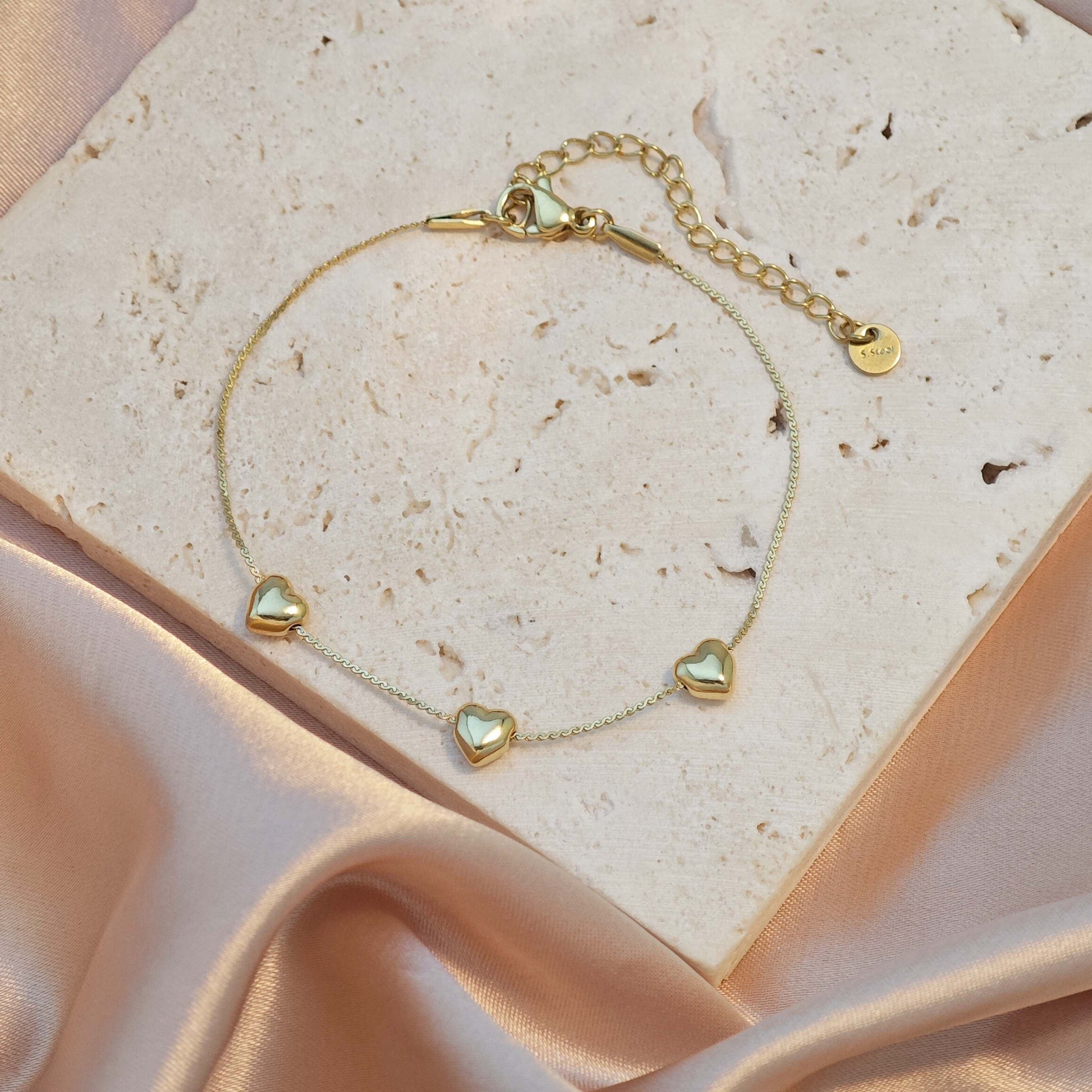 Celeste Heart Gold Anklet Astria Jewellery