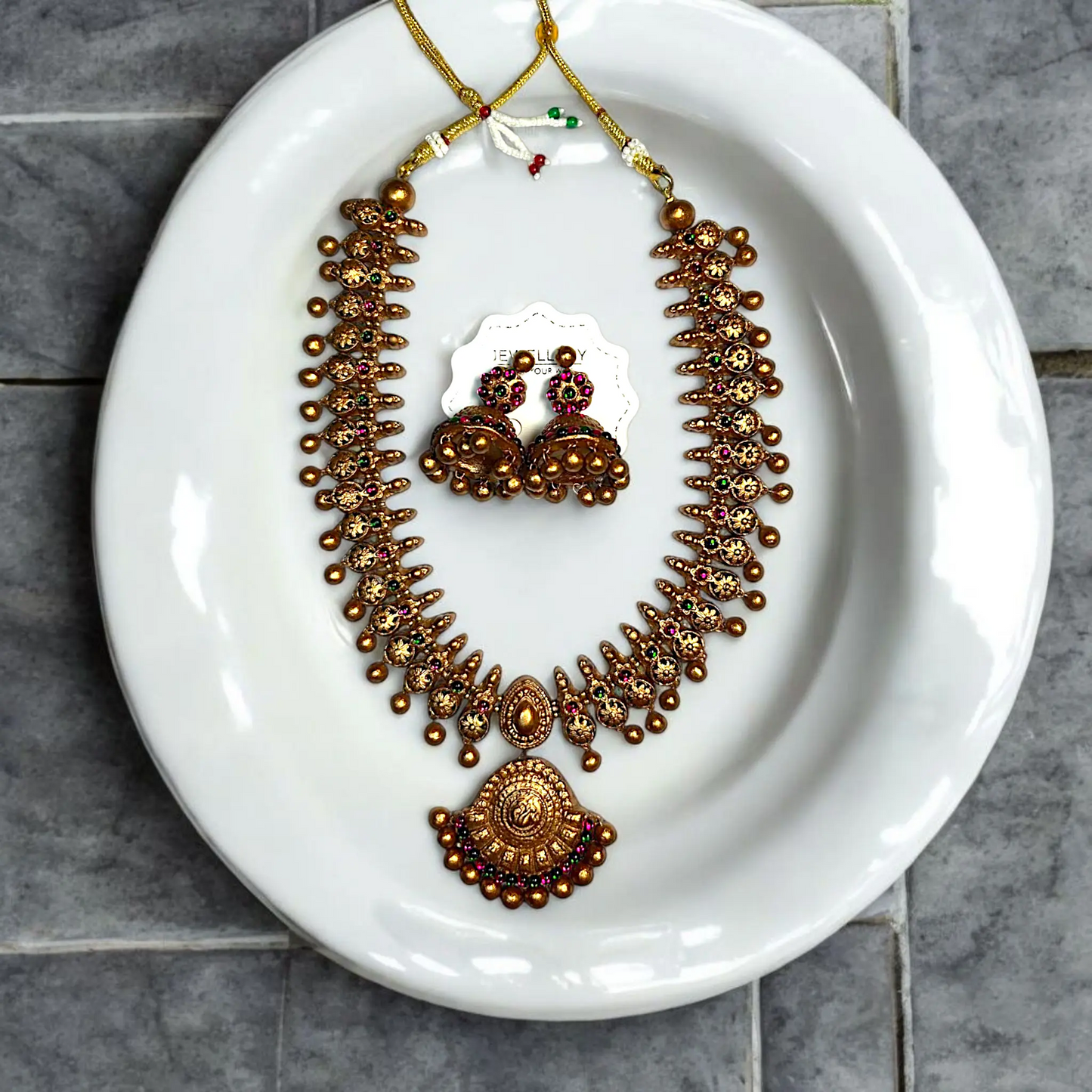 Mrritika Jewellery Handmade Temple Gold Set with Earrings ASTRIA JEWELLERY