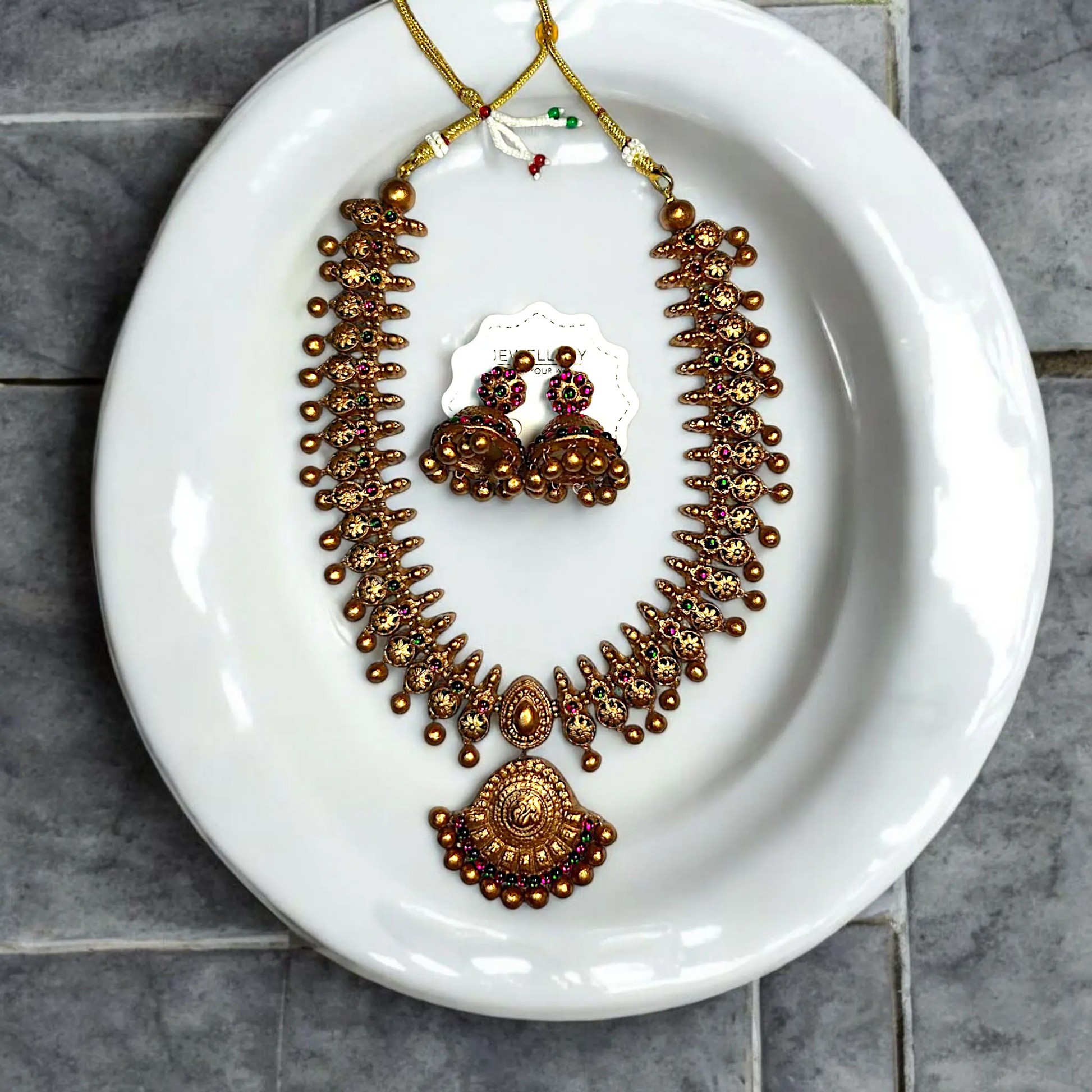 Mrritika Jewellery Handmade Temple Gold Set with Earrings ASTRIA JEWELLERY