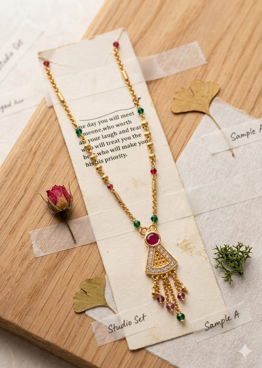 Astria Ruby Glow Traditional Mangalsutra Necklace