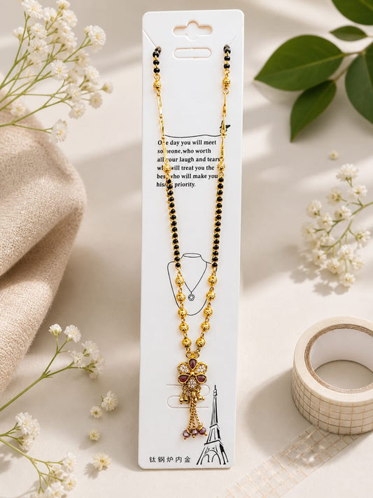 Astria Floral Ruby Classic Mangalsutra