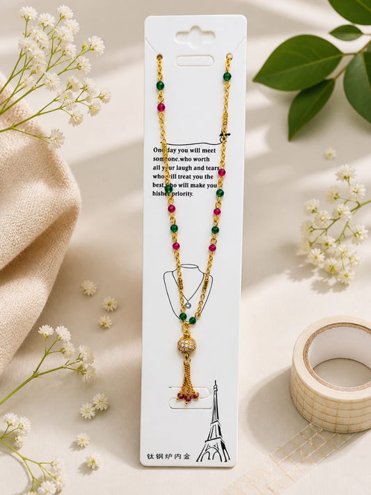 Astria Emerald Ruby Tassel Mangalsutra