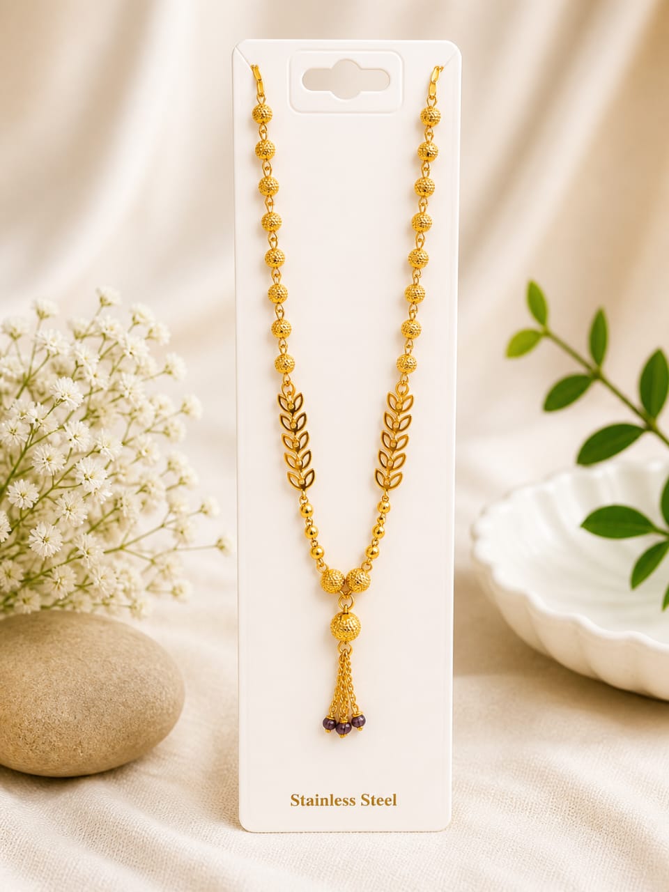Astria Golden Leaf Tassel Mangalsutra