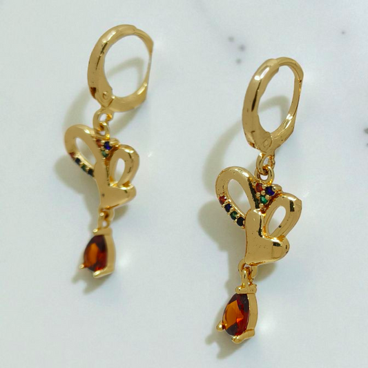 Gold Plated Heart Drop Earrings
