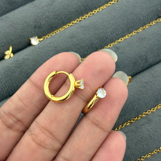 Astria Solitaire Mini Hoop Earrings