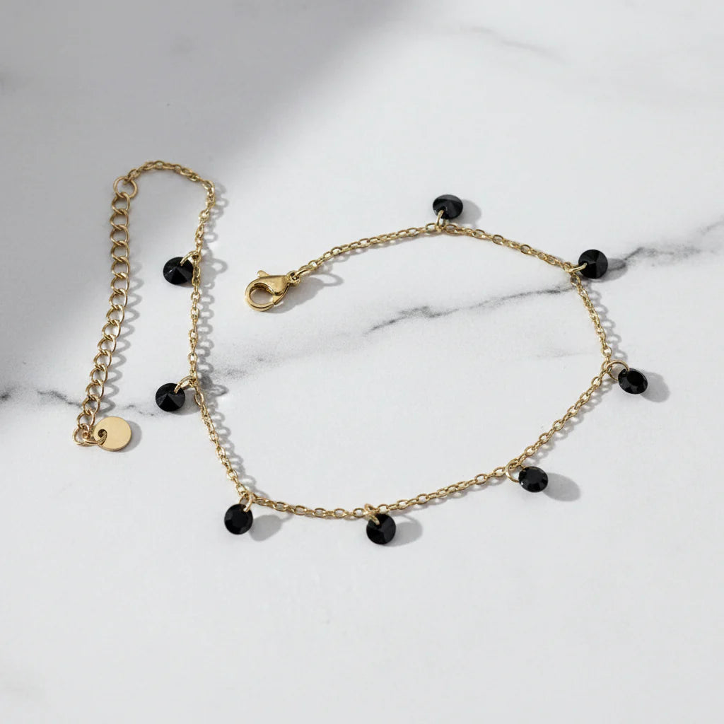 Eclipse Black Crystal Anklet Astria Jewellery
