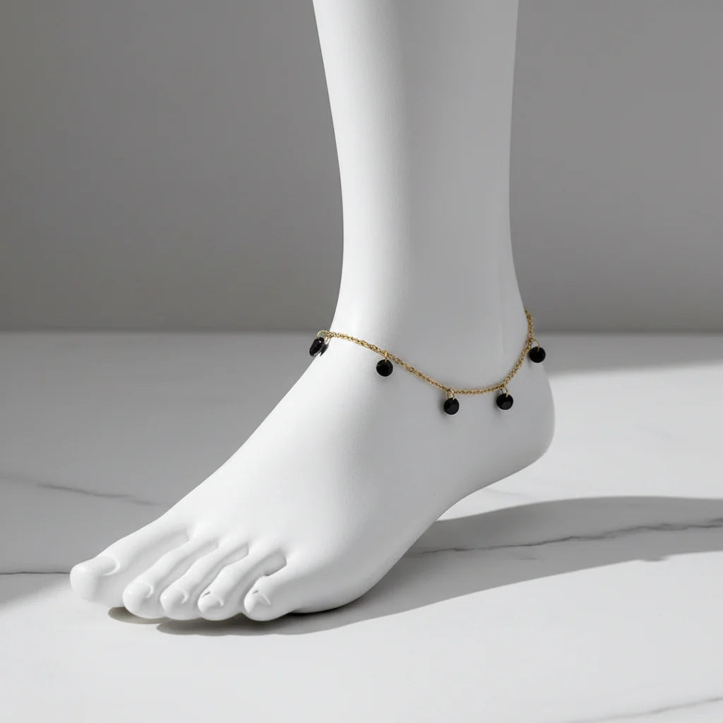 Eclipse Black Crystal Anklet Astria Jewellery