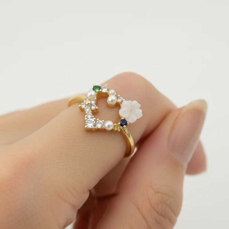 Enchanted Bloom Heart Ring Astria Jewellery
