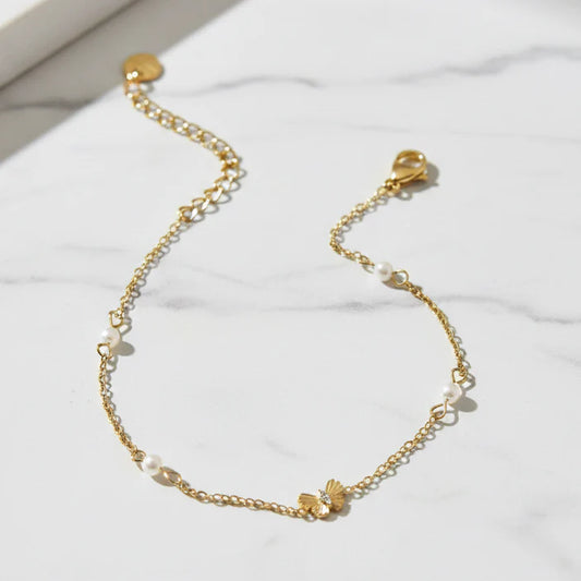 Golden Butterfly Pearl Bracelet