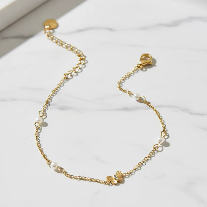 Golden Butterfly Pearl Bracelet