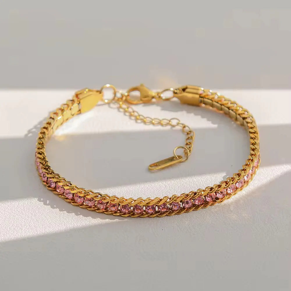 Blush Radiance Crystal Tennis Bracelet Astria Jewellery