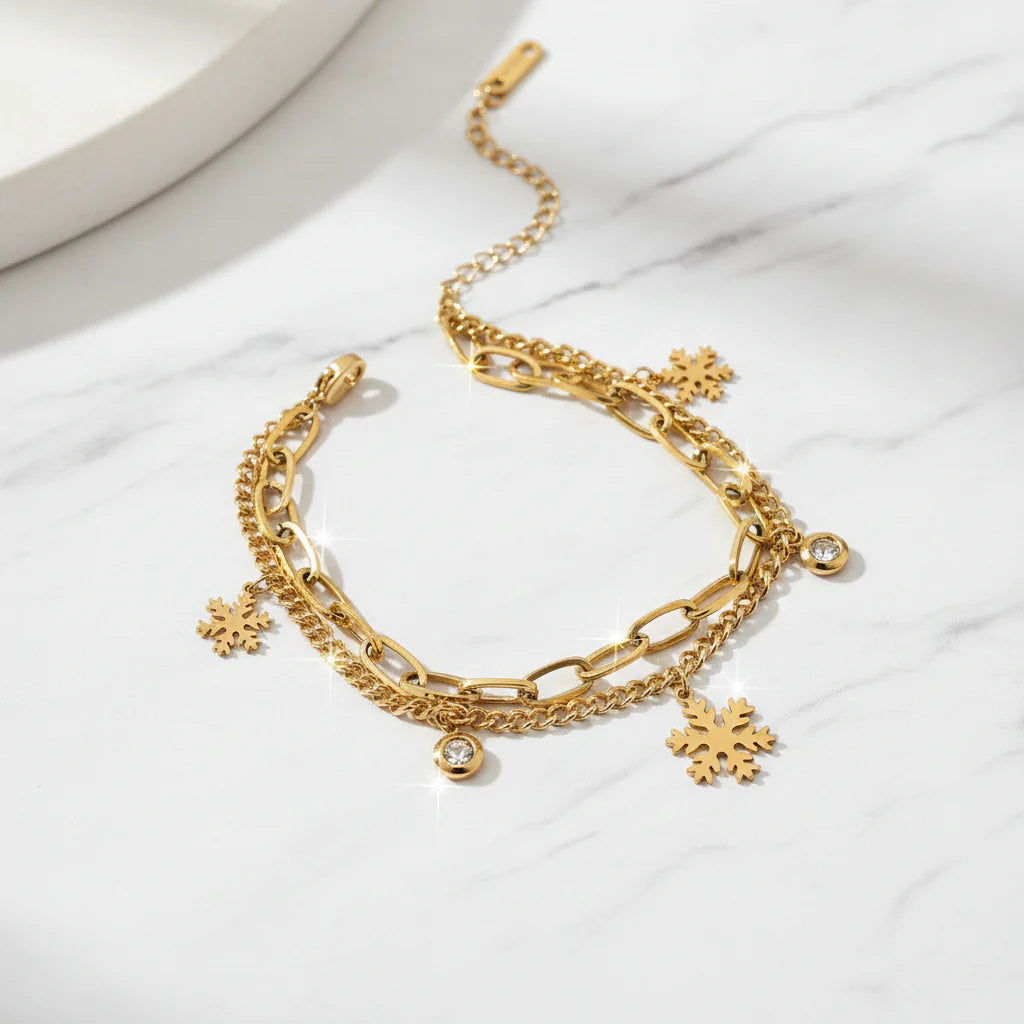 Aurora Snowflake Layered Bracelet Astria Jewellery