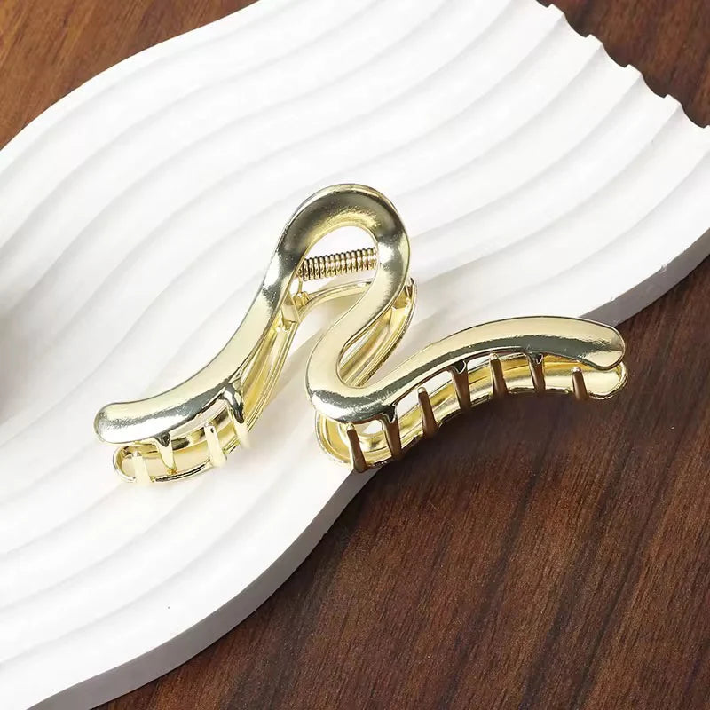 Gold Abstract Wave Hair Claw Clip for Women | Large Metal Hair Clip | Minimalist Non-Slip Hair Accessory Astria Jewellery