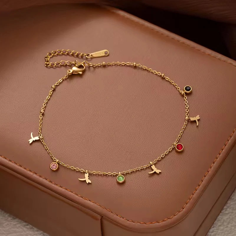 Enchanted Dragonfly Gold Anklet Astria Jewellery