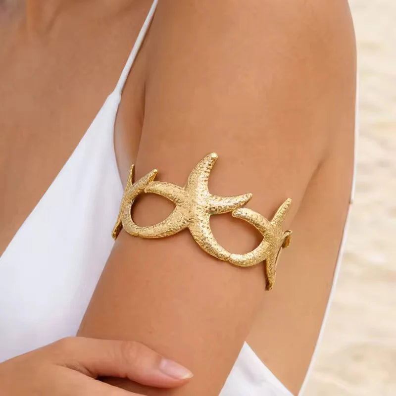 Golden Starfish Statement Bracelet