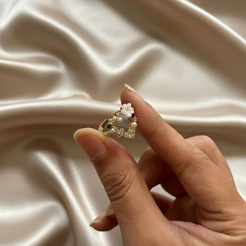 Enchanted Bloom Heart Ring Astria Jewellery