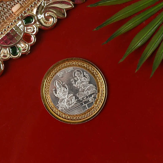 Lakshmi Ganesh Dual-Tone Religious Coin Astria Jewellery