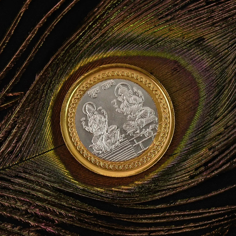Lakshmi Ganesh Dual-Tone Religious Coin Astria Jewellery