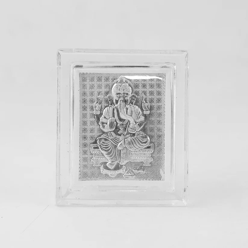Lord Ganesha Silver-Plated Photo Frame Elegant Spiritual Decor Astria Jewellery