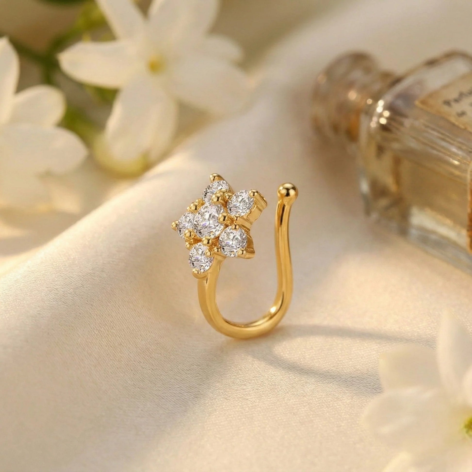 Aurora Flower Crystal Nose Pin Astria Jewellery
