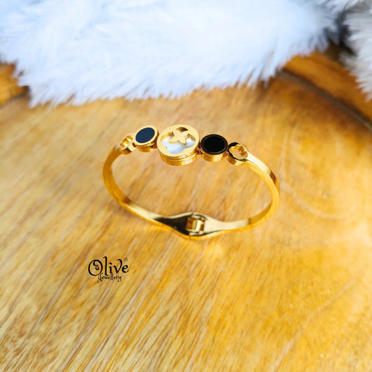Astria Jewellery Gold-Plated Enamel Motif Bangle Bracelet for Women