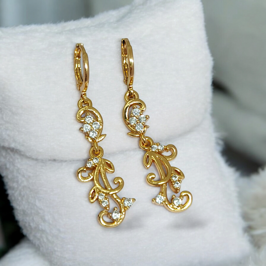Astria Jewellery Gold Plated Floral Vine Crystal Drop Earrings for Women | Elegant CZ Leaf Design | Lightweight Party Wear & Daily Wear Jewellery