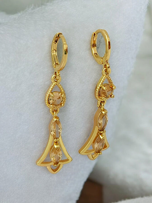 Astria Jewellery Gold Plated Crystal Drop Hoop Earrings for Women | Teardrop & Marquise Stone Design | Elegant Party Wear & Daily Wear Jewellery Astria Jewellery