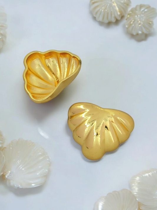 Astria Jewellery Gold Plated Heart Shell Stud Earrings for Women | Textured Minimal Design | Cute Everyday Wear & Party Jewellery