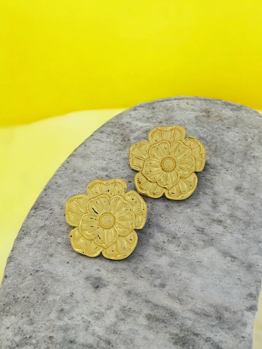 Astria Jewellery Gold Plated Floral Stud Earrings for Women | Elegant Flower Design | Minimal Chic Daily Wear & Party Jewellery Astria Jewellery