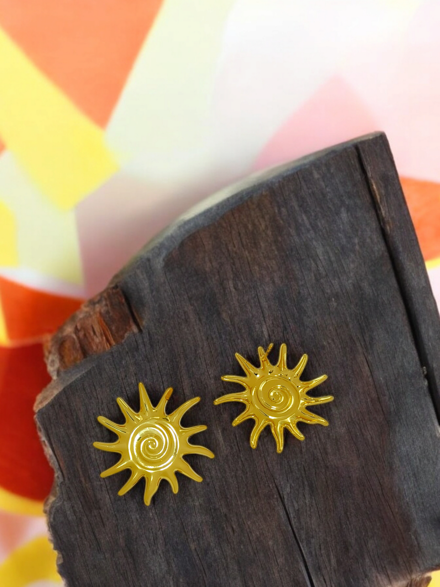 Astria Jewellery Gold Plated Sunburst Stud Earrings for Women | Spiral Sun Design | Trendy Minimal Statement Daily Wear & Party Jewellery Astria Jewellery