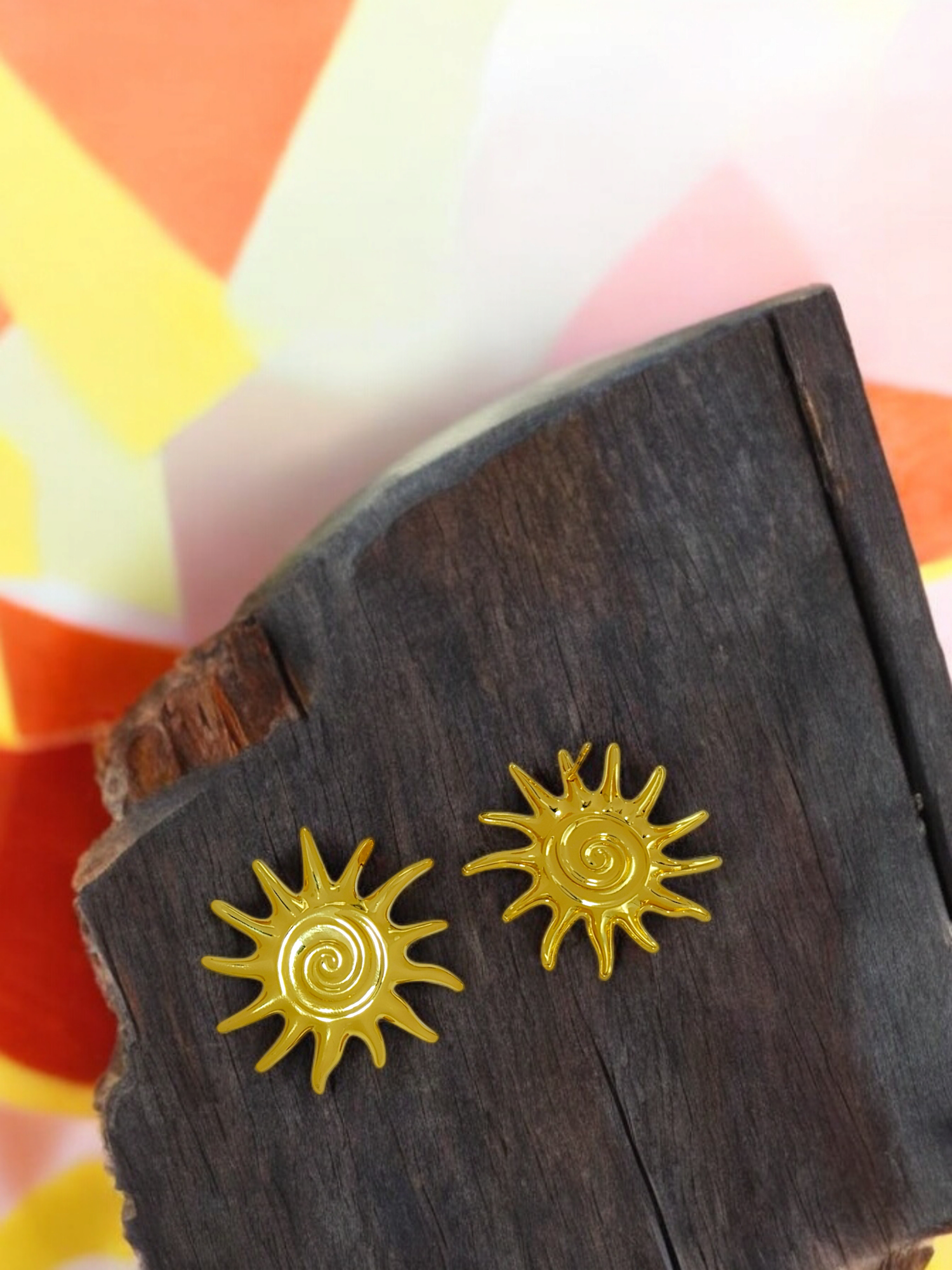 Astria Jewellery Gold Plated Sunburst Stud Earrings for Women | Spiral Sun Design | Trendy Minimal Statement Daily Wear & Party Jewellery Astria Jewellery