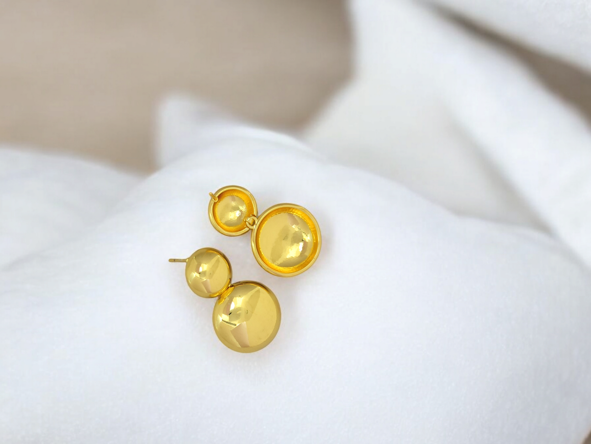 Astria Jewellery Gold Plated Double Ball Drop Stud Earrings for Women | Minimal Geometric Design | Elegant Daily Wear & Party Jewellery Astria Jewellery