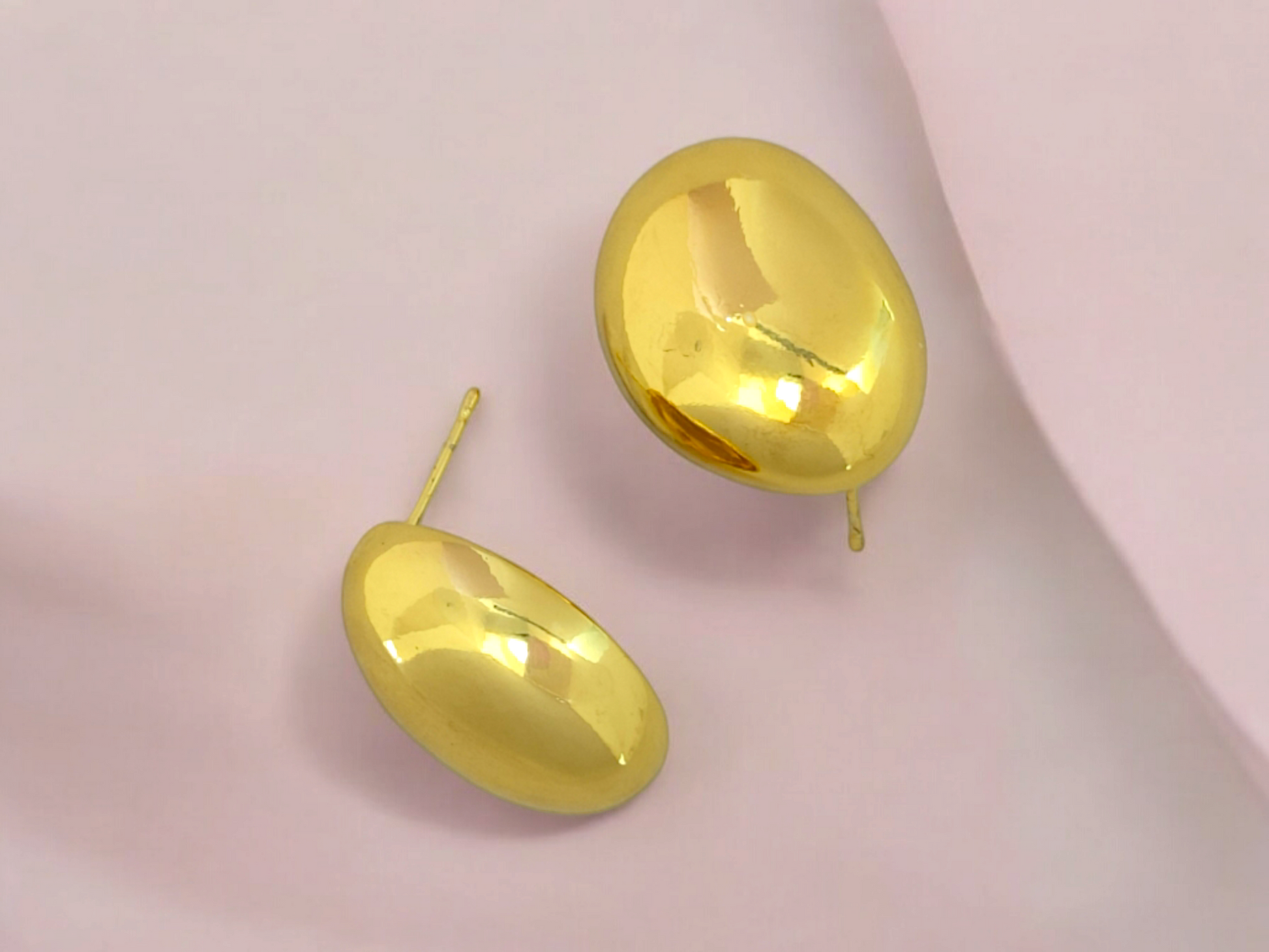 Astria Jewellery Gold Plated Oval Dome Stud Earrings for Women | Sleek Minimal Gloss Finish | Elegant Everyday Wear & Party Jewellery Astria Jewellery