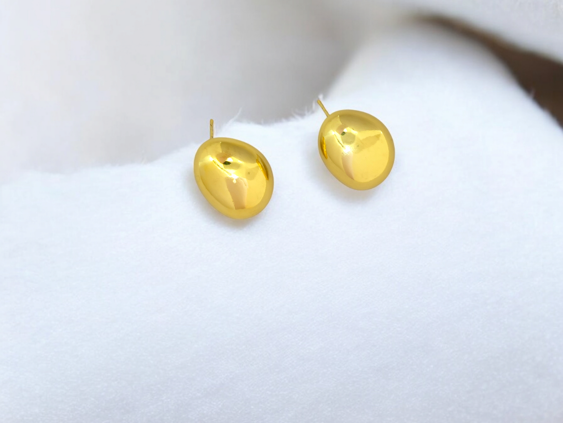 Astria Jewellery Gold Plated Oval Dome Stud Earrings for Women | Sleek Minimal Gloss Finish | Elegant Everyday Wear & Party Jewellery Astria Jewellery