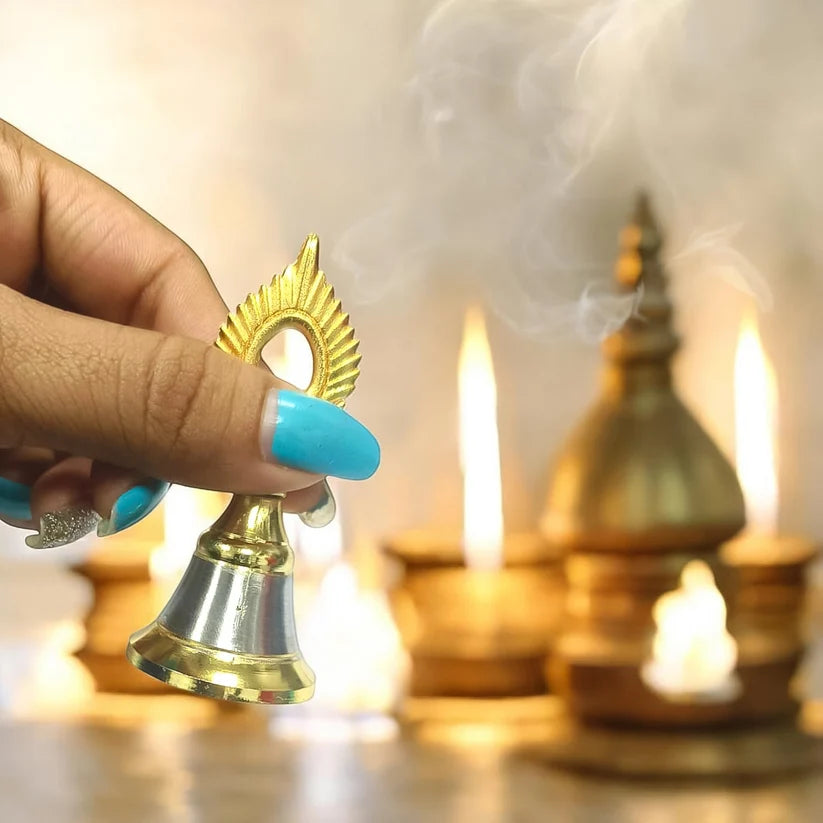 Temple Ghanti Melodious Brass Steel Pooja Bell Astria Jewellery