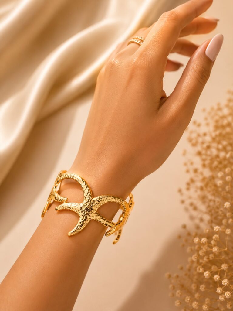 Golden Starfish Statement Bracelet