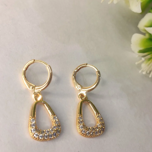 Gold-Plated Crystal Drop Hoop Earrings for Women & Girls