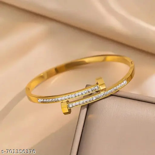 Crystal Nail Gold-Plated Bangle Bracelet for Women Astria Jewellery