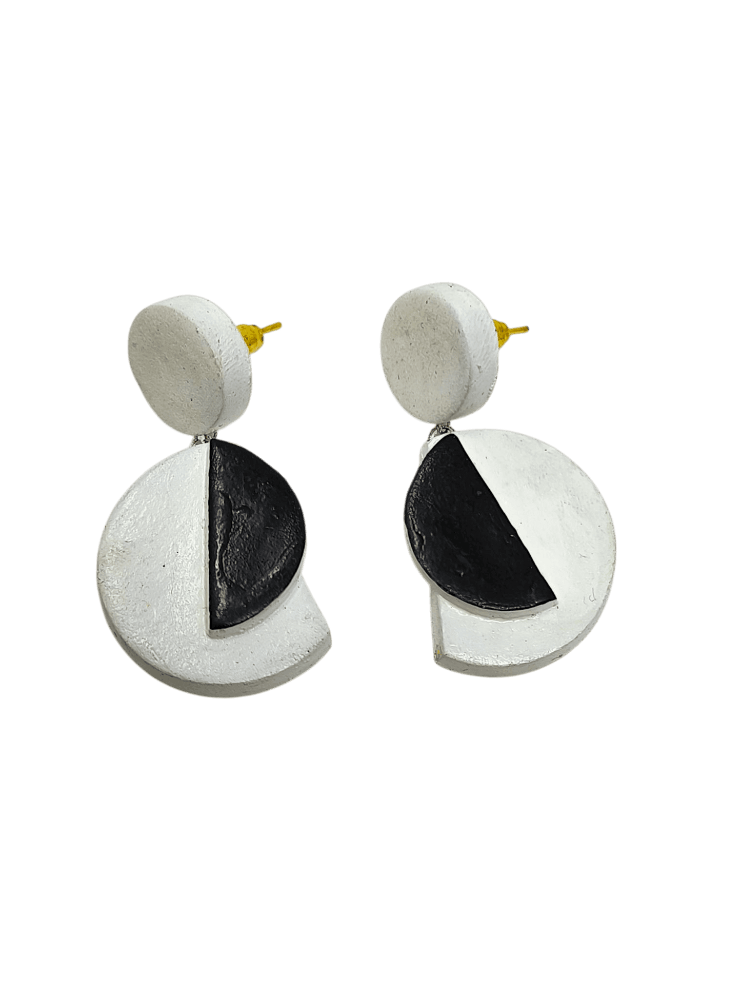 Handmade Earing White Half Circle geometric black and white lightweight earrings