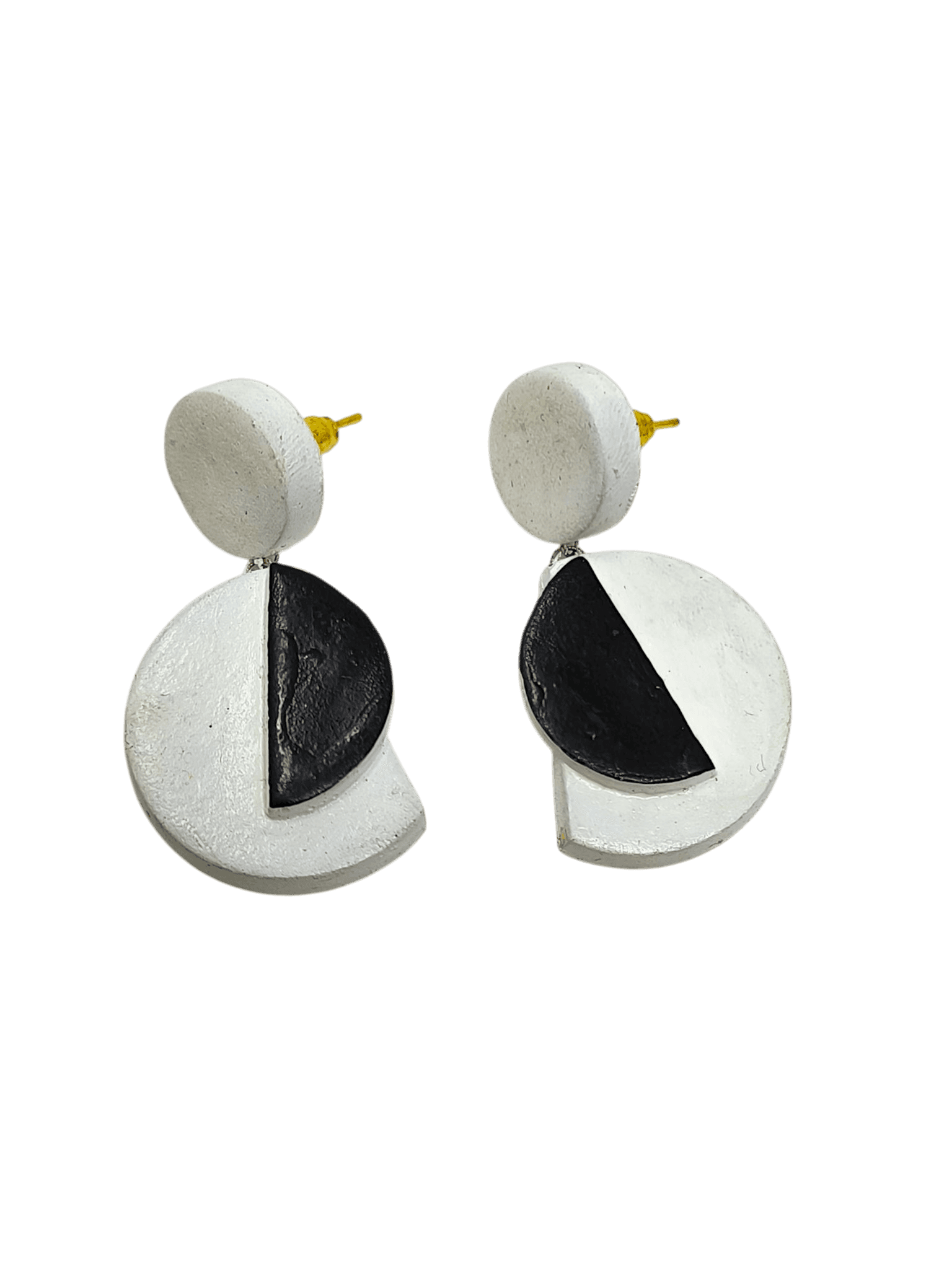 Handmade Earing White Half Circle geometric black and white lightweight earrings