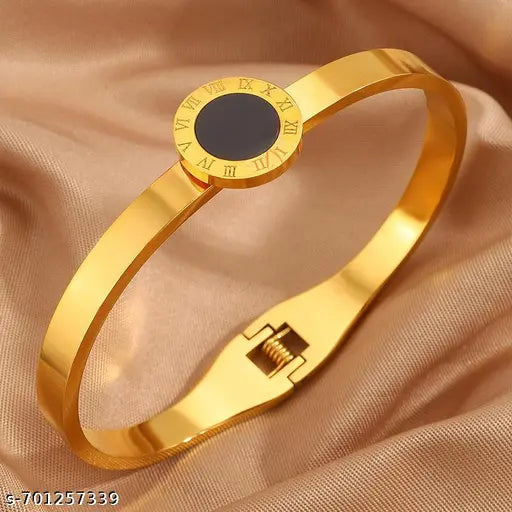 Gold-Plated Roman Numeral Black Dial Bracelet Astria Jewellery