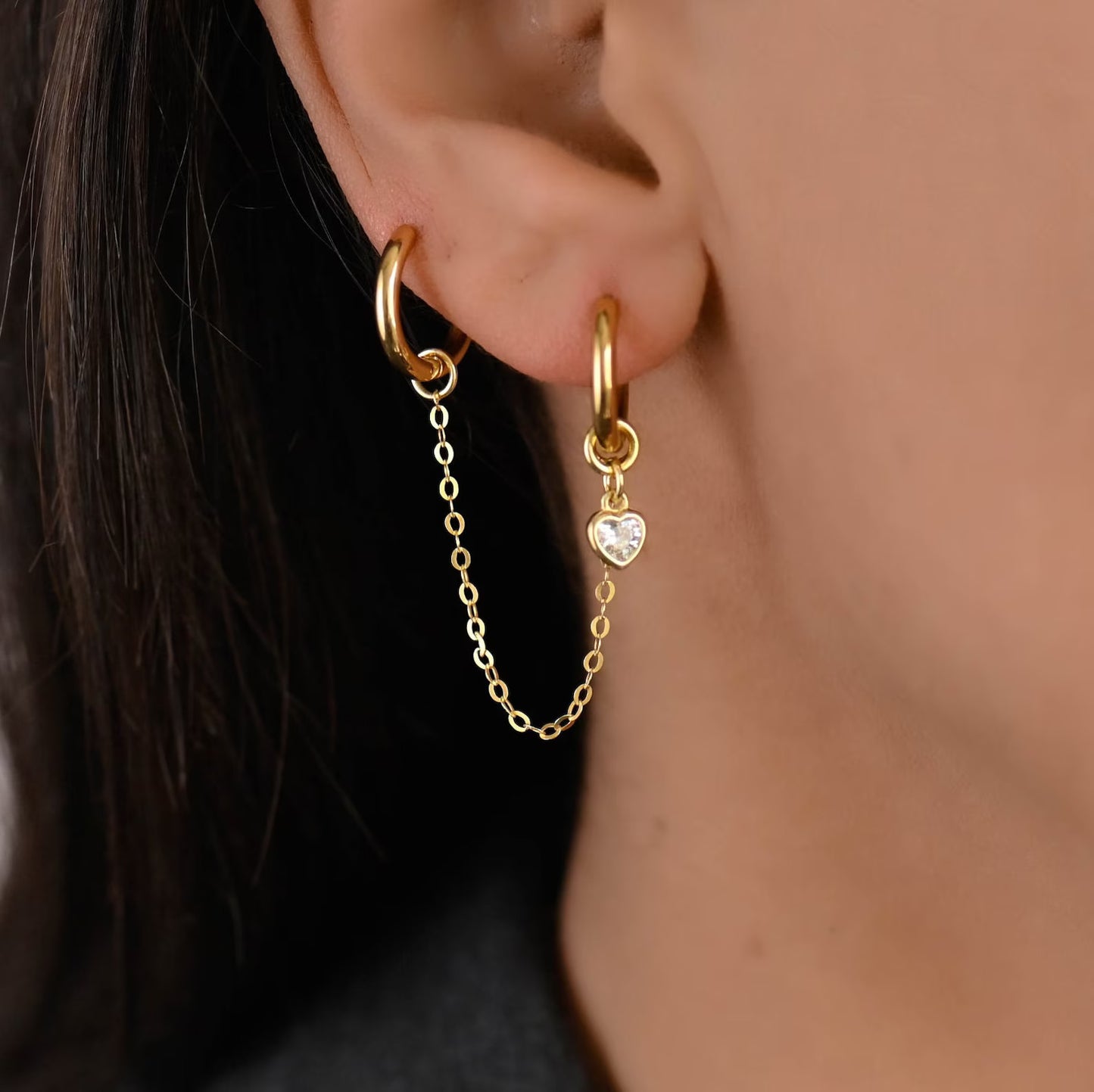 Astria Heart Link Ear Chain