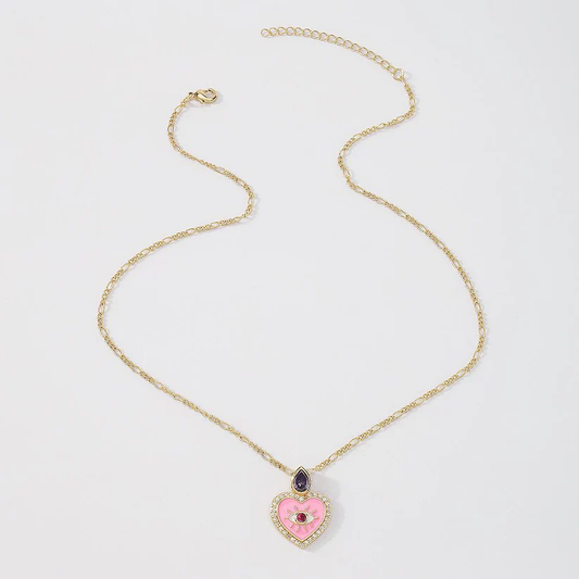 Necklace with a heart-shaped pendant on a light gray background