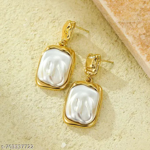 Astria Jewellery Baroque Pearl Drop Earrings with Gold Finish Astria Jewellery