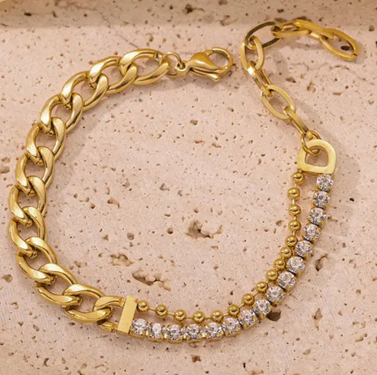 Luxury Gold Plated Cuban Link Tennis Bracelet for Women | Crystal Chain Adjustable Bracelet | Premium Fashion Jewelry Astria Jewellery